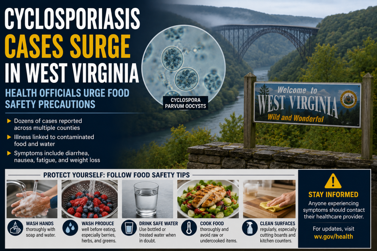Cyclosporiasis Cases Surge in West Virginia as Health Officials Urge Food Safety Precautions