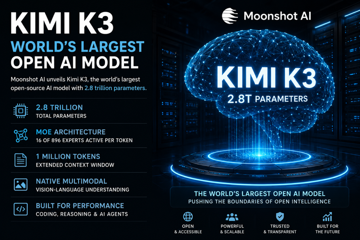 China's Moonshot Unveils World's Largest Open AI Model Kimi K3