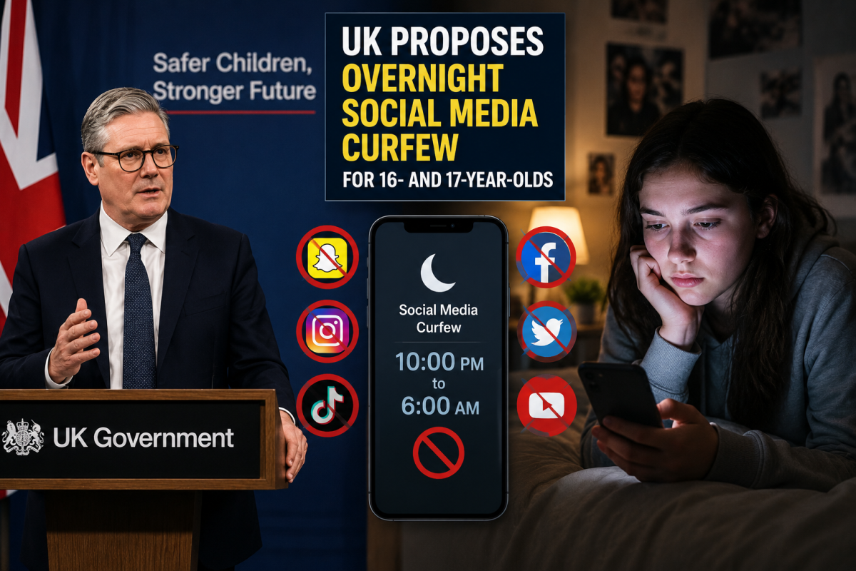 UK Proposes Midnight Social Media Curfew for Teens Aged 16 and 17