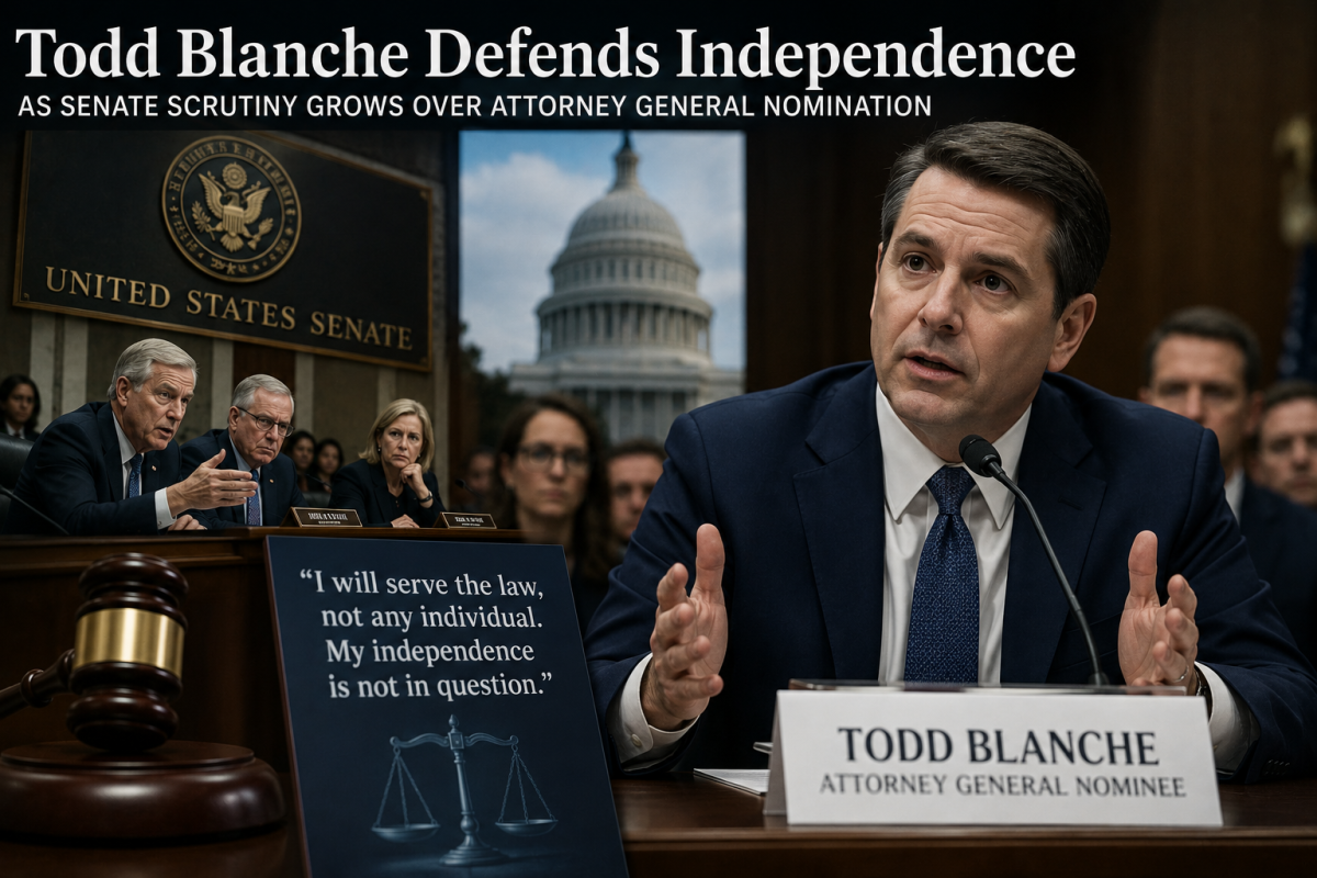 Todd Blanche Defends Independence at Senate Confirmation Hearing