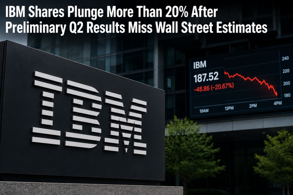 IBM Shares Plunge Over 20% After Weak Q2 Earnings Preview Misses Expectations